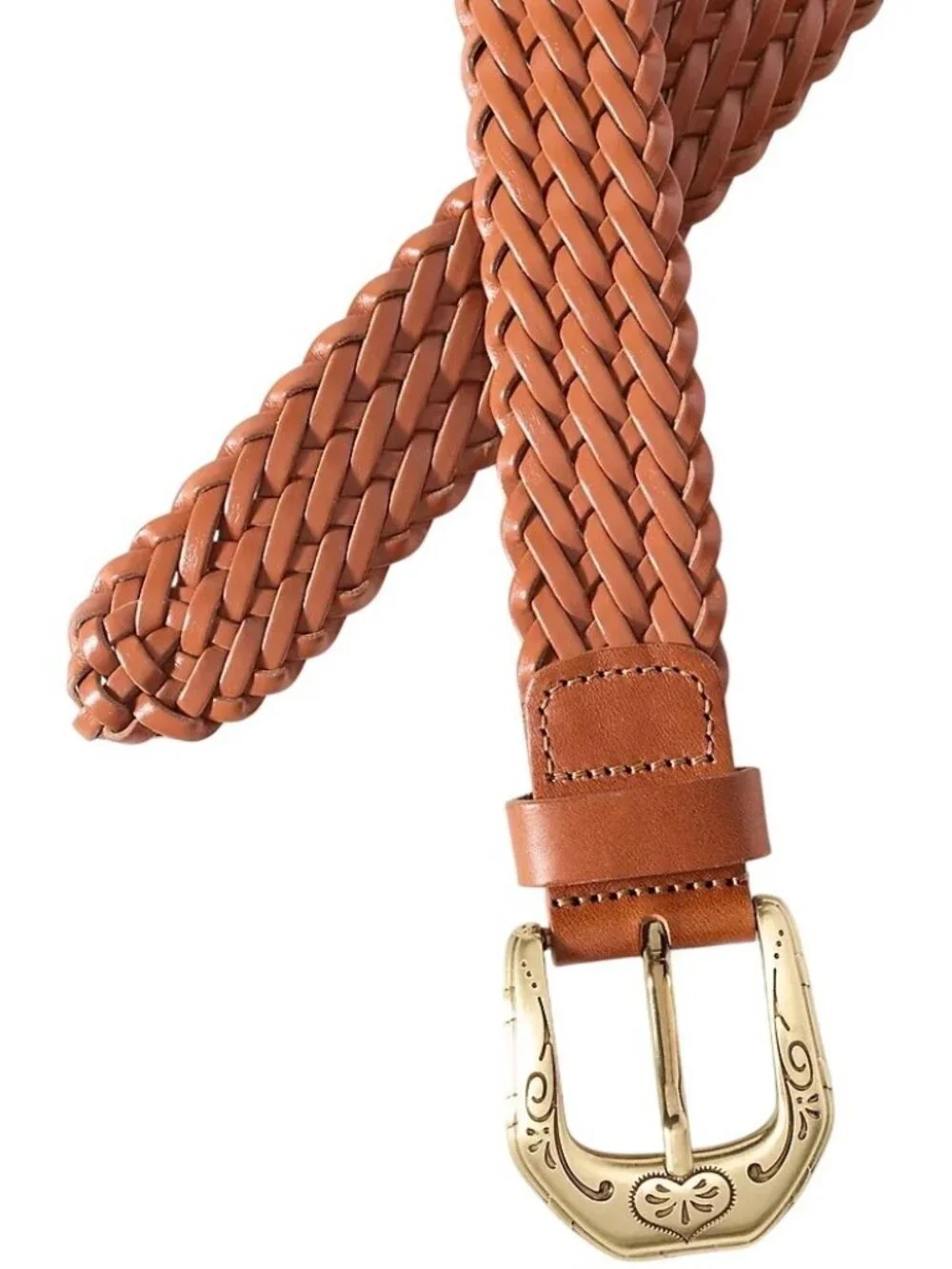 Anthropologie Western Buckle Woven Tan Belt Size Extra Small New